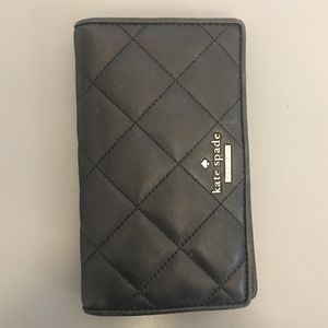 Kate Spade black quilted leather bi-fold wallet